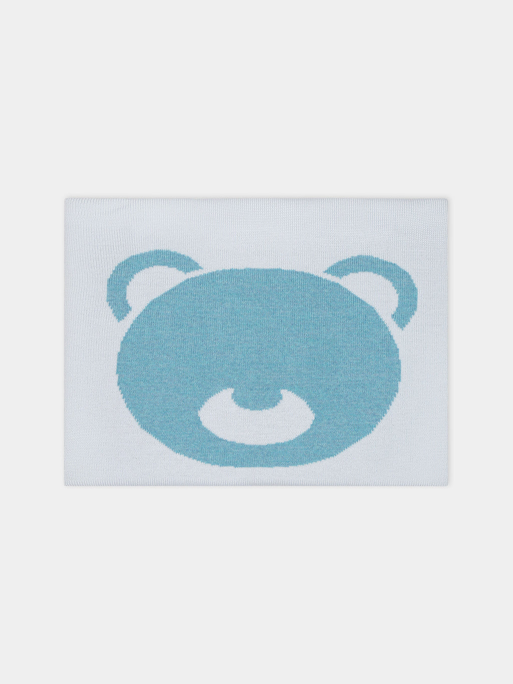 Light blue blanket for baby boy with embroidered light blue bear